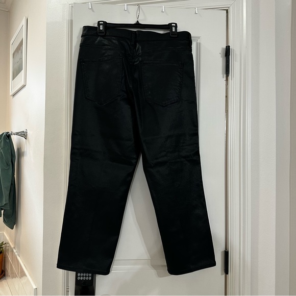 NWT Express High Waisted Black Coated Straight Ankle Jeans in Size 14S - Picture 3 of 8